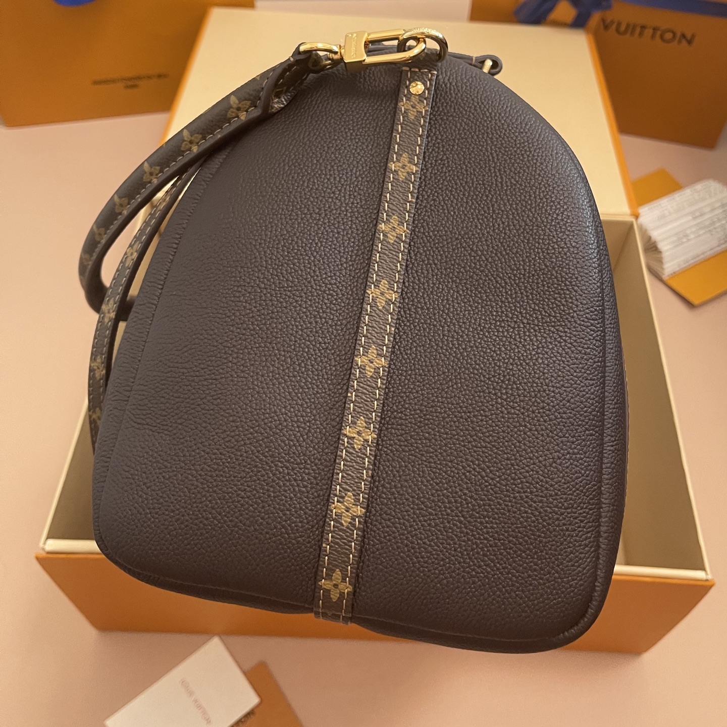 Louis Vuitton Brown Leather Express Bag with Monogram Trim and Lock 4 i1754986287044 523 0 2
