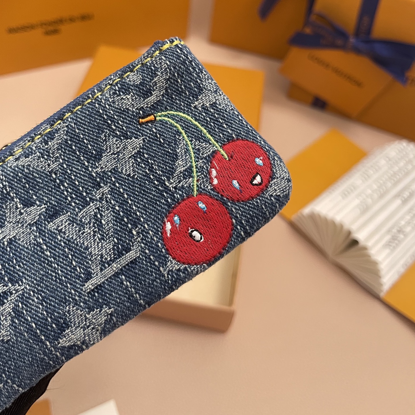 Louis Vuitton Denim Key Pouch with Cherry Detail - Limited Edition 3 i1754990020809 7997 0 2