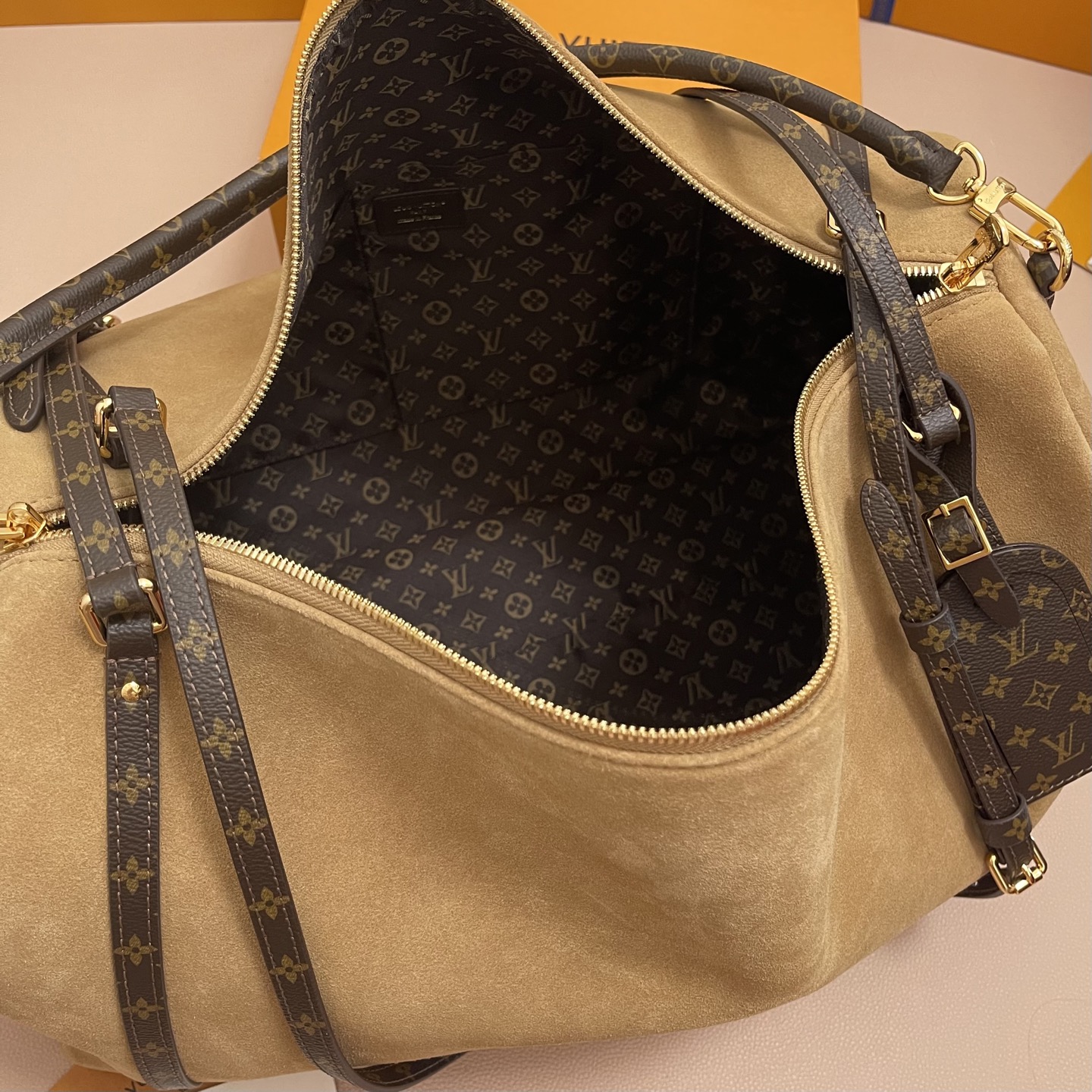 Louis Vuitton Expressential Brown Suede Leather Handbag, Keepall Inspired 9 i1755067969390 1195 0 7