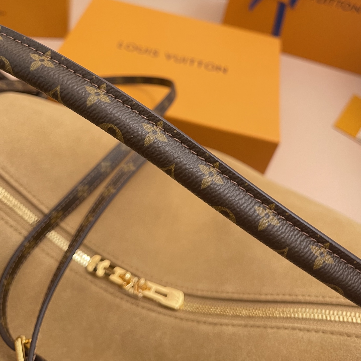 Louis Vuitton Expressential Brown Suede Leather Handbag, Keepall Inspired 8 i1755067969485 7854 0 6