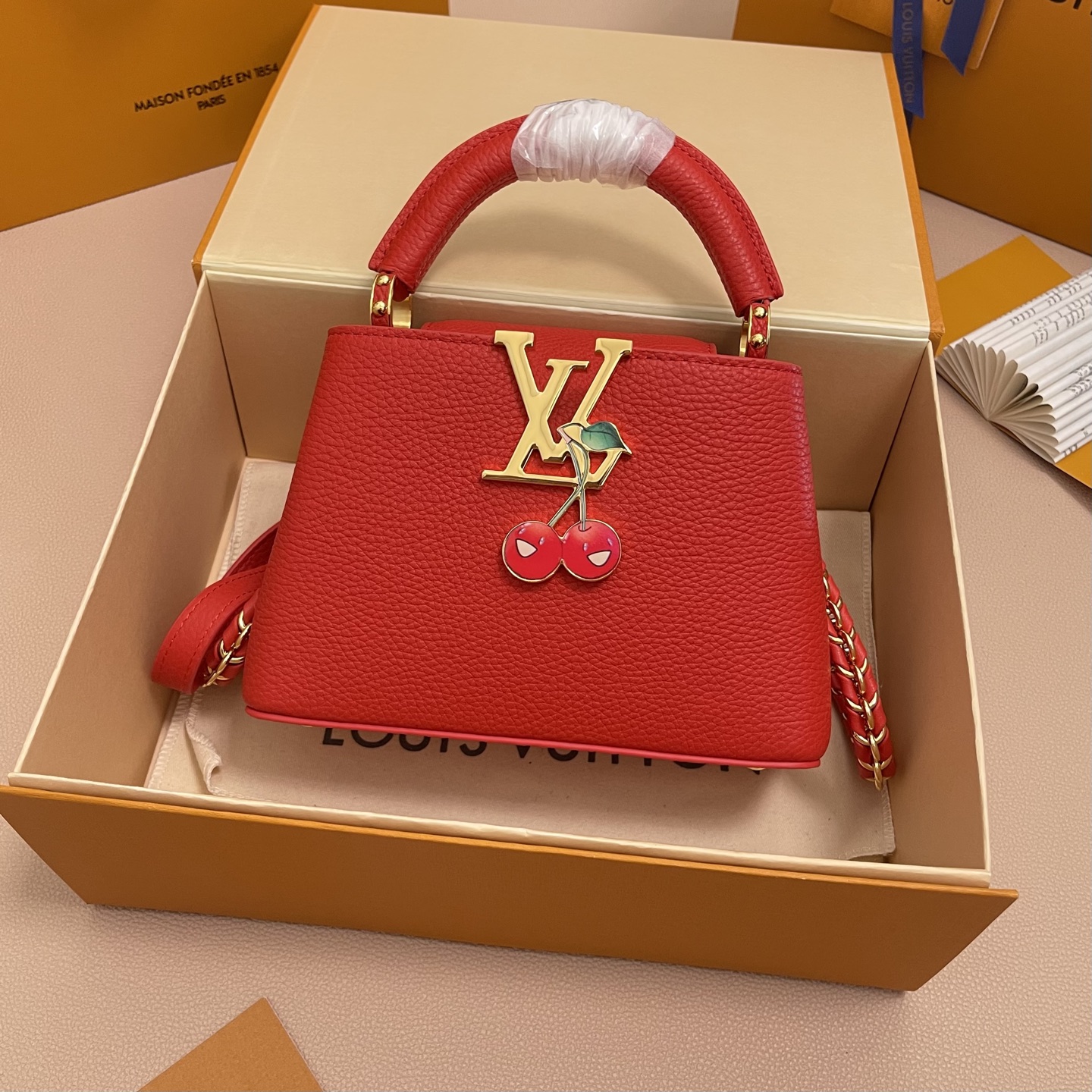 Louis Vuitton Capucines BB Red Taurillon Leather Cherry Charm Crossbody Bag 2 i1755068569834 7333 0 0