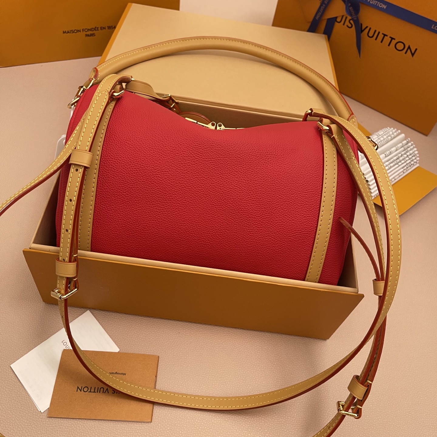 Louis Vuitton Expressential Red Leather Handbag with Monogram Detailing 3 i1756537308122 6201 0 1