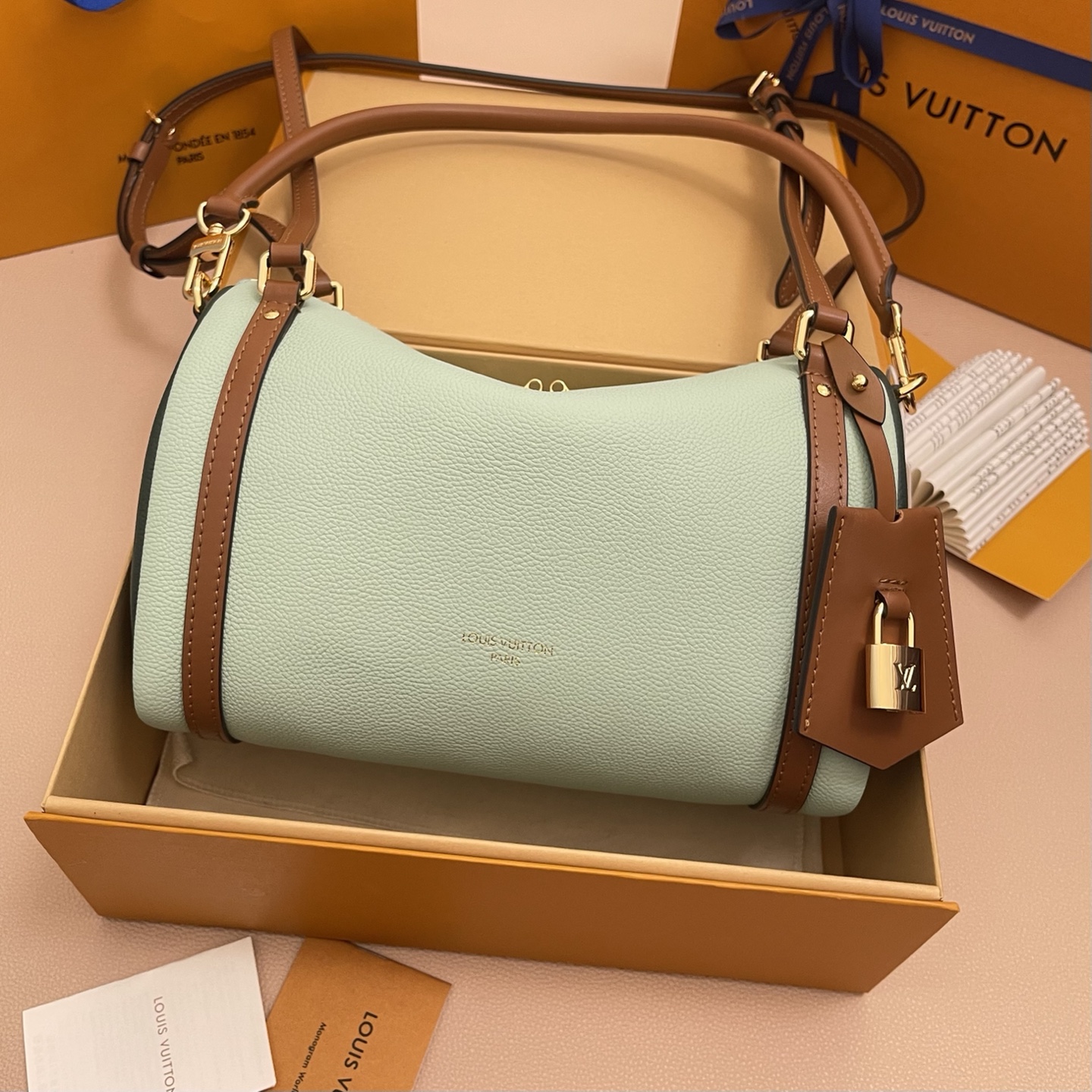Louis Vuitton Green Leather Expressential Small Handbag With Lock 1 i1756537644860 7640 0 0