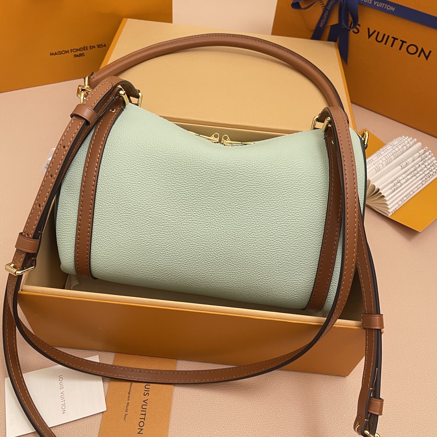 Louis Vuitton Green Leather Expressential Small Handbag With Lock 2 i1756537644939 3577 0 1