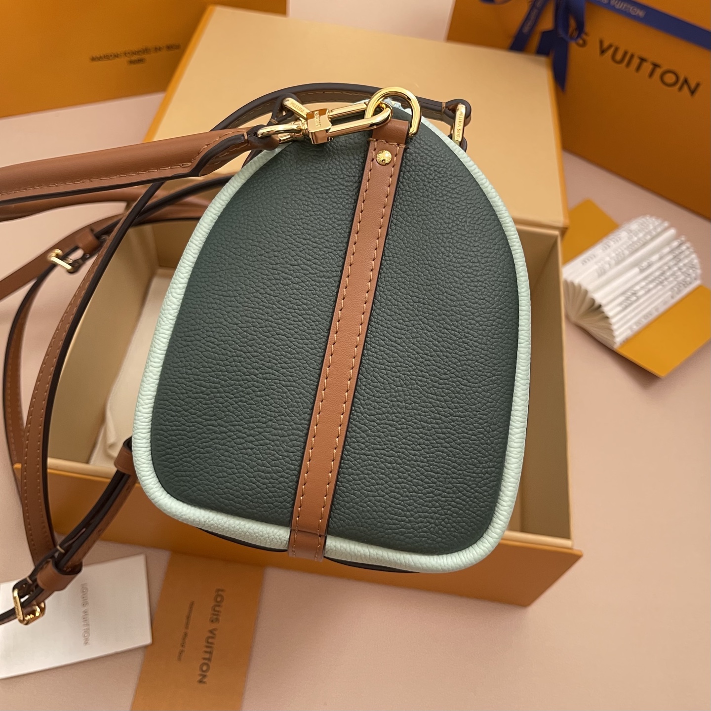 Louis Vuitton Green Leather Expressential Small Handbag With Lock 3 i1756537648984 7193 0 8