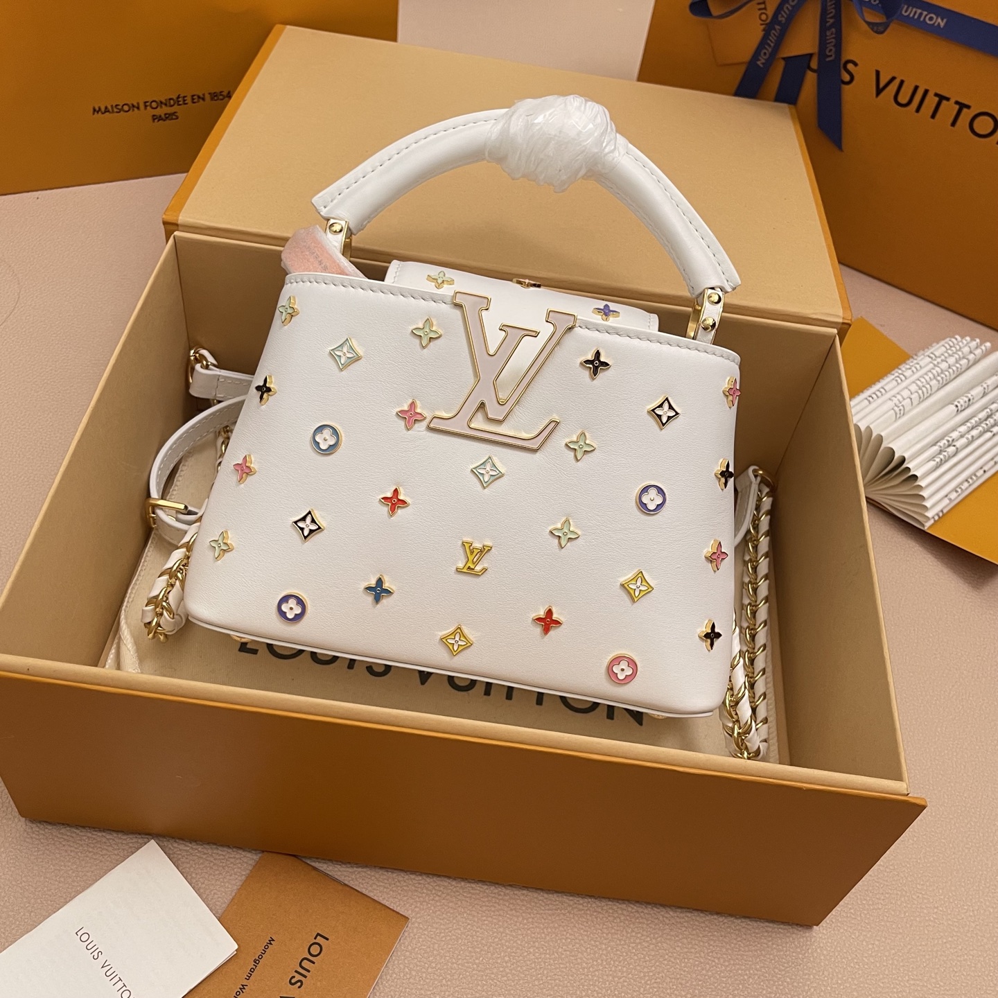 Louis Vuitton Capucines Mini: Takashi Murakami Edition, White Leather 1 i1756538137679 4848 0 0