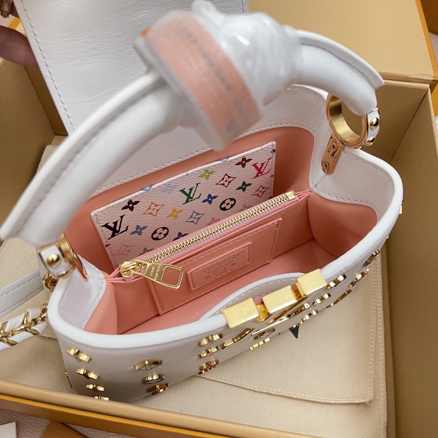 Louis Vuitton Capucines Mini: Takashi Murakami Edition, White Leather 7 i1756538143357 6216 0 6