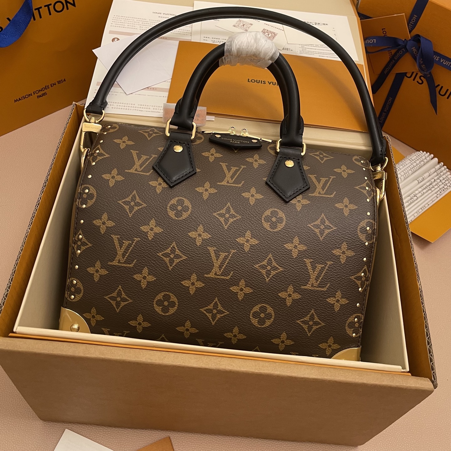 Luxury Speedy Trunk 25 Handbag, Premium Leather Shoulder Bag for Women 2 i1756541911137 919 0 0