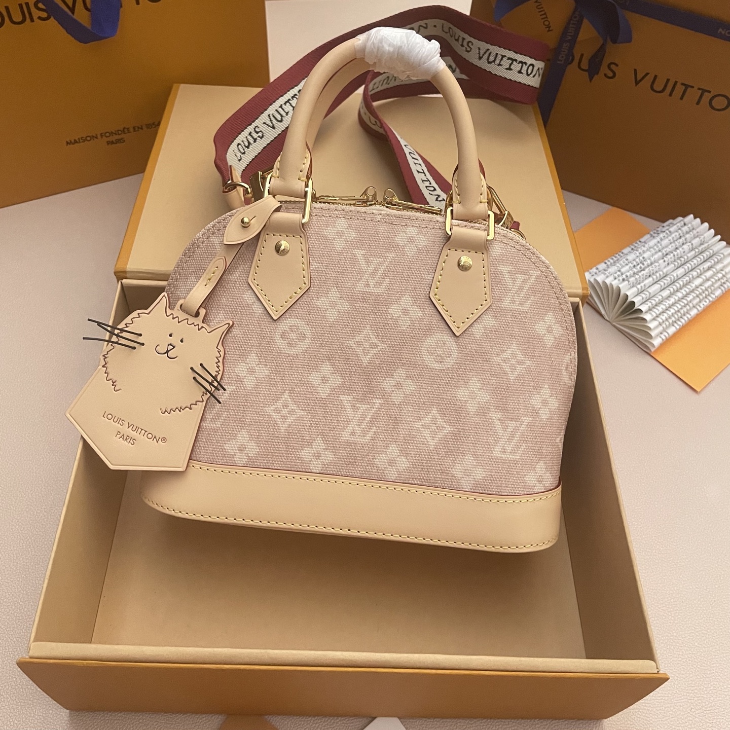 Louis Vuitton Alma BB Handbag Travels With Grace Coddington Pink