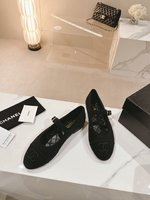 Chanel Flat Shoes Single Layer Shoes Black White Splicing Corduroy Genuine Leather Lace Sheepskin Spring Collection
