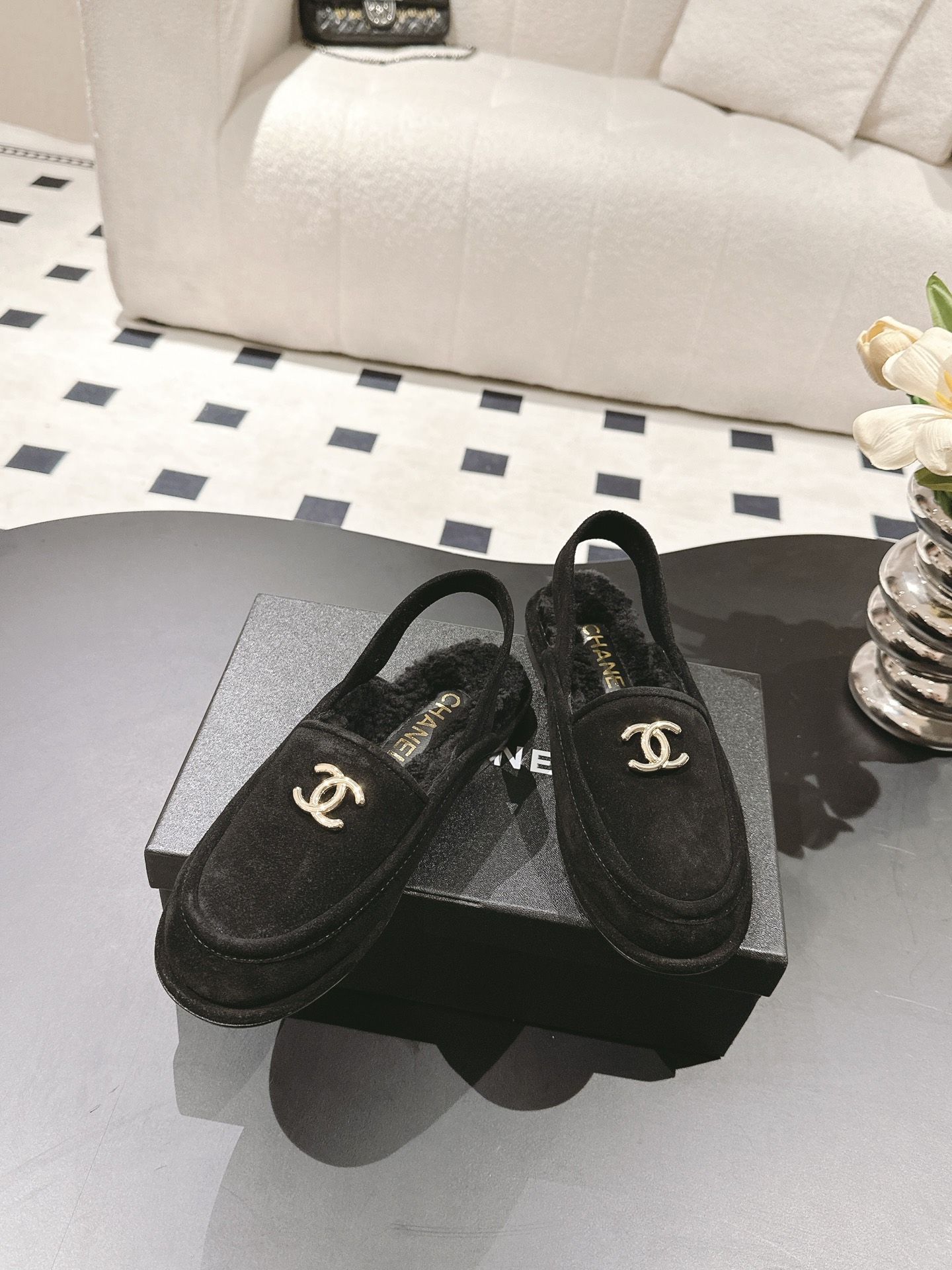 ChaneL 25 Mocasines Teddy, medias pantuflas peludas, nuevo estilo de principios de otoño, pequeños mocasines planos de …