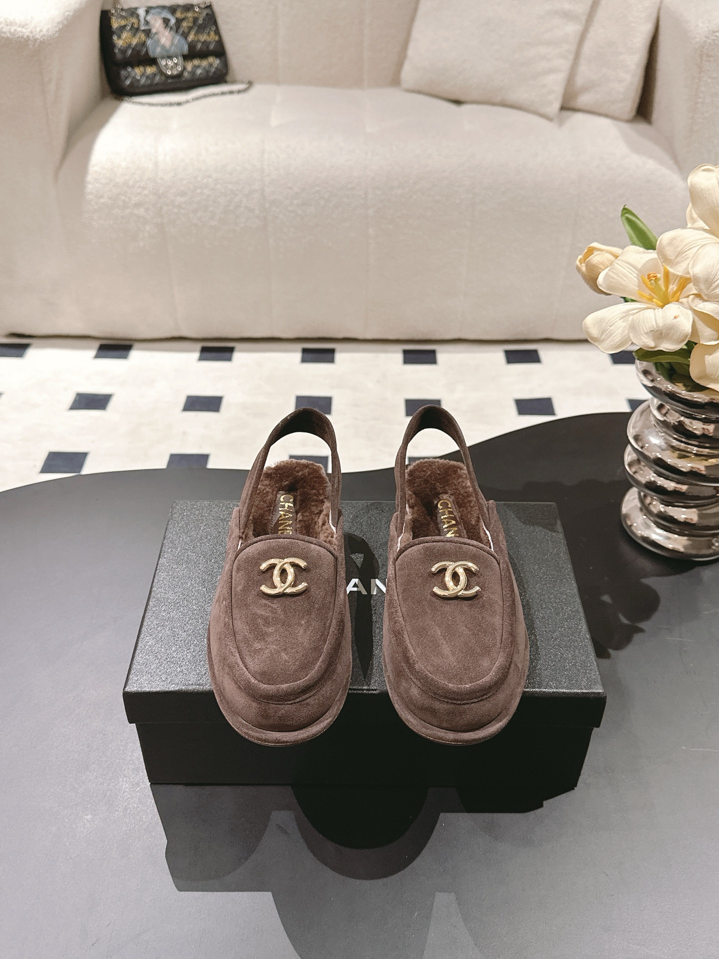 ChaneL 25 Mocasines Teddy, medias pantuflas peludas, nuevo estilo de principios de otoño, pequeños mocasines planos de …