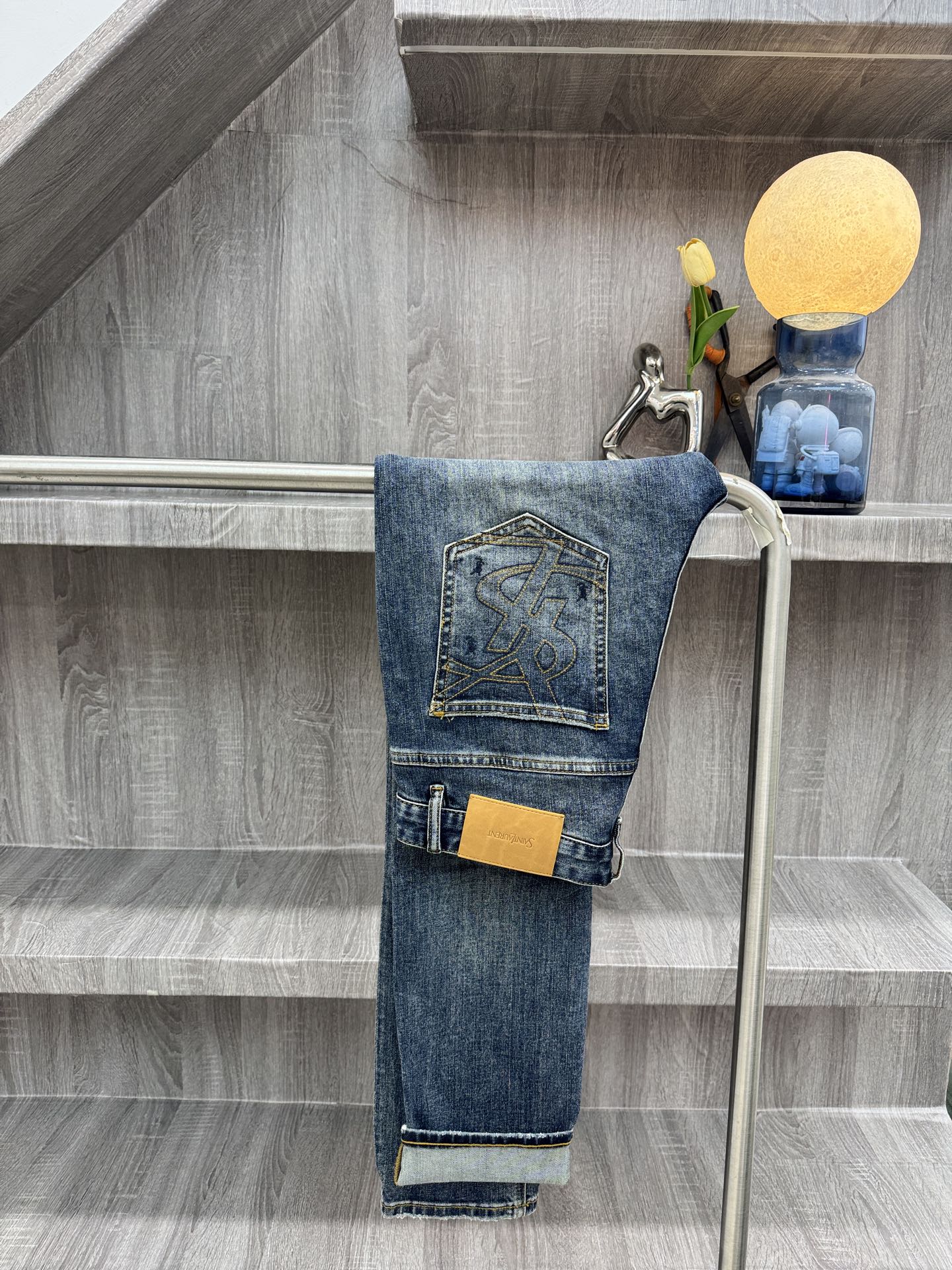 Saint Laurent Blue Faded Jeans