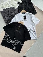 Replica Every Designer
 Arc’teryx Wholesale
 Clothing T-Shirt Black White Printing Unisex Women Cotton Fashion Short Sleeve
