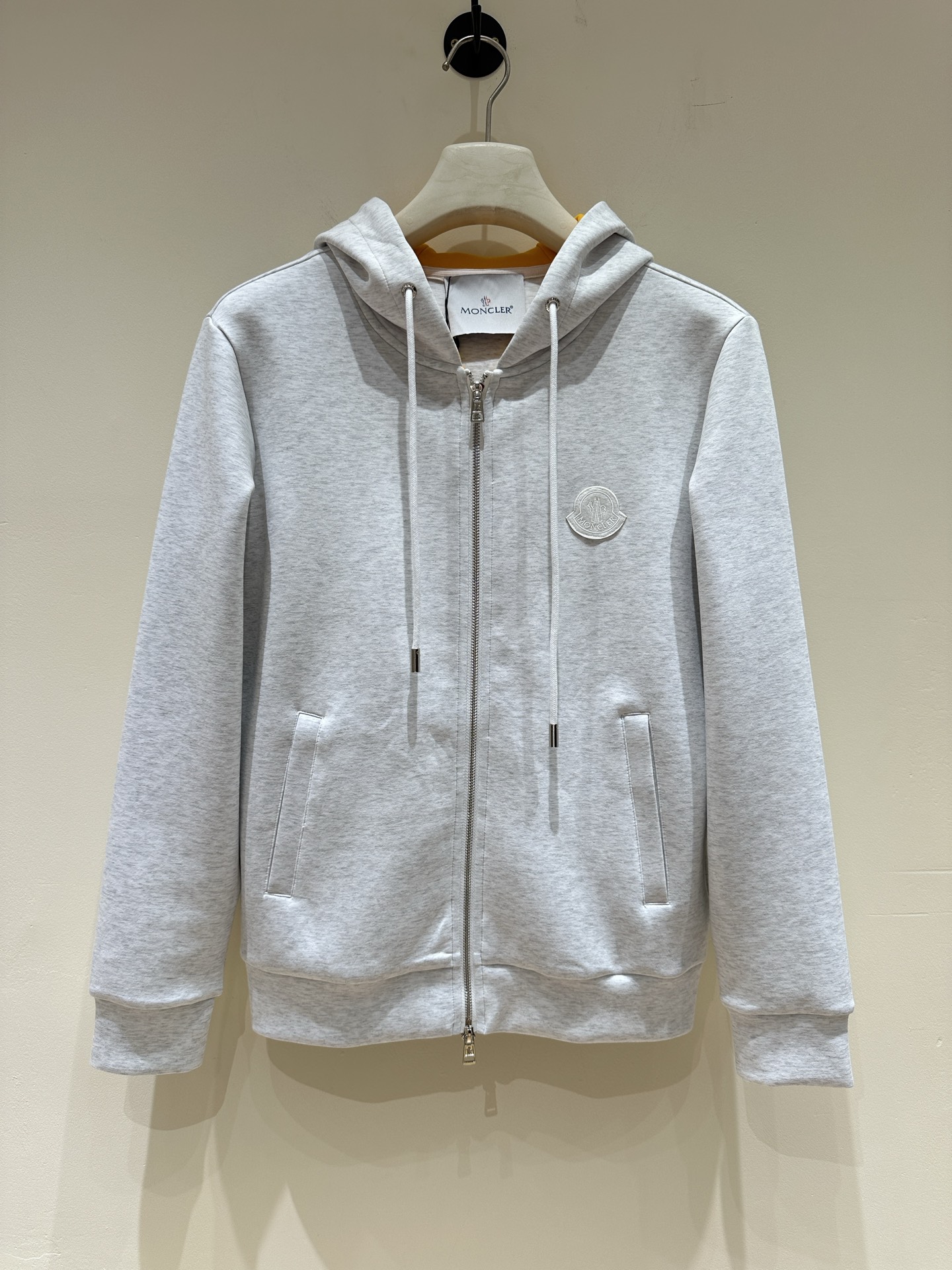 Moncler Veste Zippée à Capuche Grise en Coton pour Homme