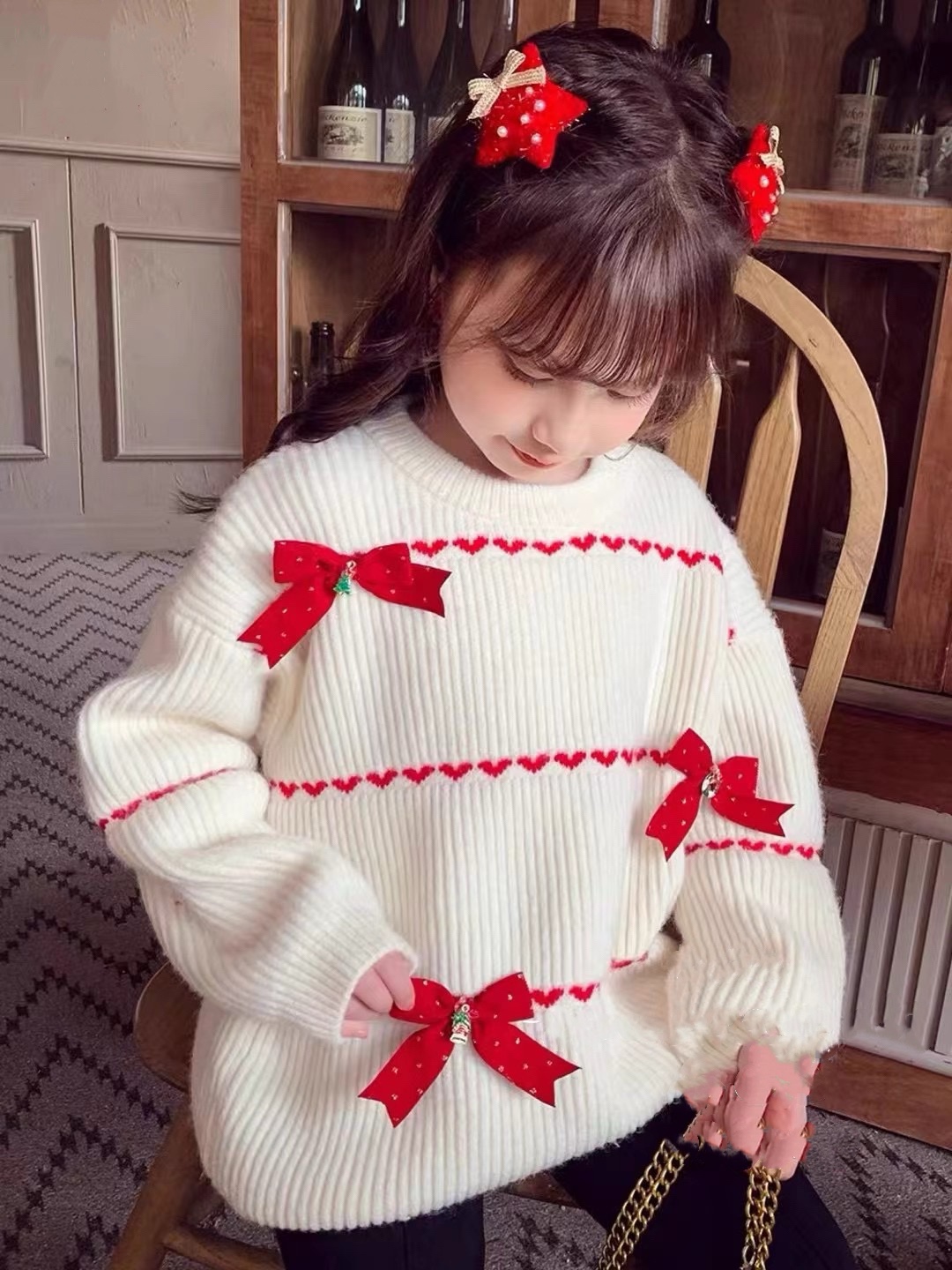 2023 Christmas Child Knitting Sweater with Glamorous Theme and Soft Mink Velvets