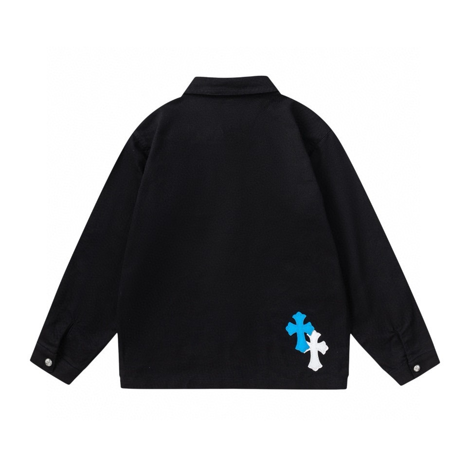 Blue and White Crocson: Premium Embroidered Cotton Cowboy Jacket for Fall/Winter - 图片 2