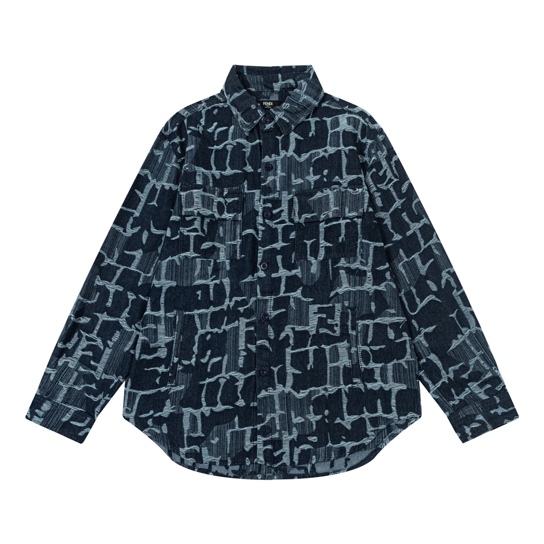 Fendi Clothing Shirts & Blouses Blue Denim Summer Collection Long Sleeve