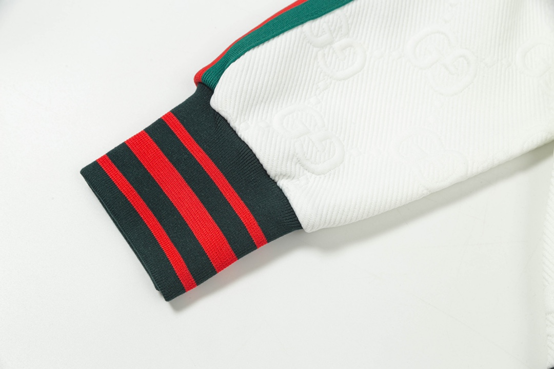 “Gucci Classic Black Logo Band Jacket in White, Sizes XS-L” - 图片 6