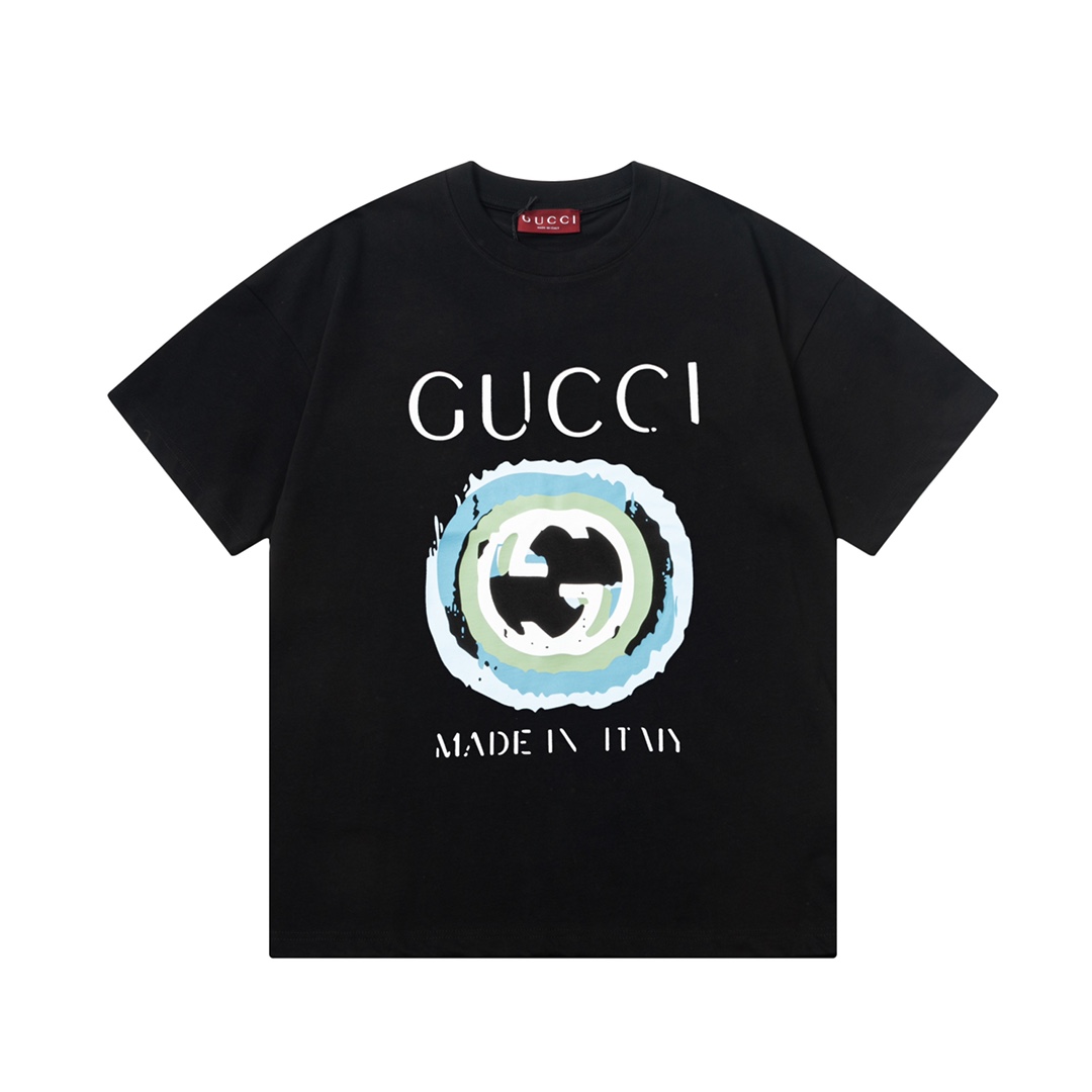 Gucci 2025 nuevo, camiseta de manga corta unisex con logo de doble G y anillo. Tejido de algodón puro de doble hilo 100…