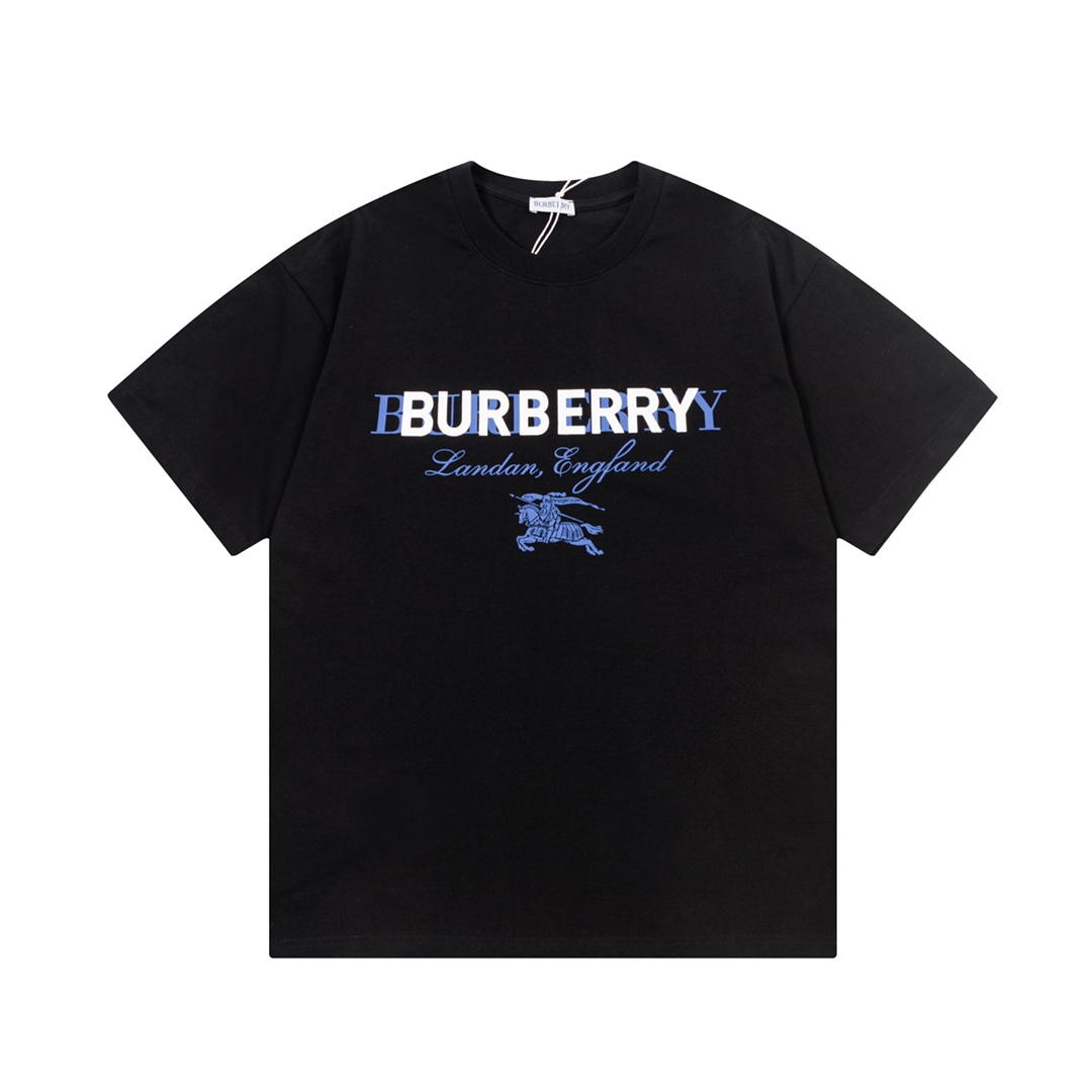 Burberry 2025 nuevo modelo, letras superpuestas, logo de caballo de guerra, unisex, camiseta de manga corta · Personali…
