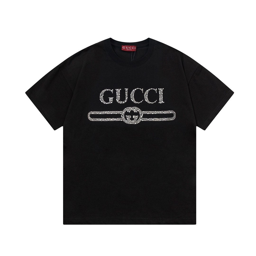 Versión alta GUCCI Gucci 2025 pre-primavera nueva, tejido de algodón puro de doble hilo de 310g personalizado, letras l…