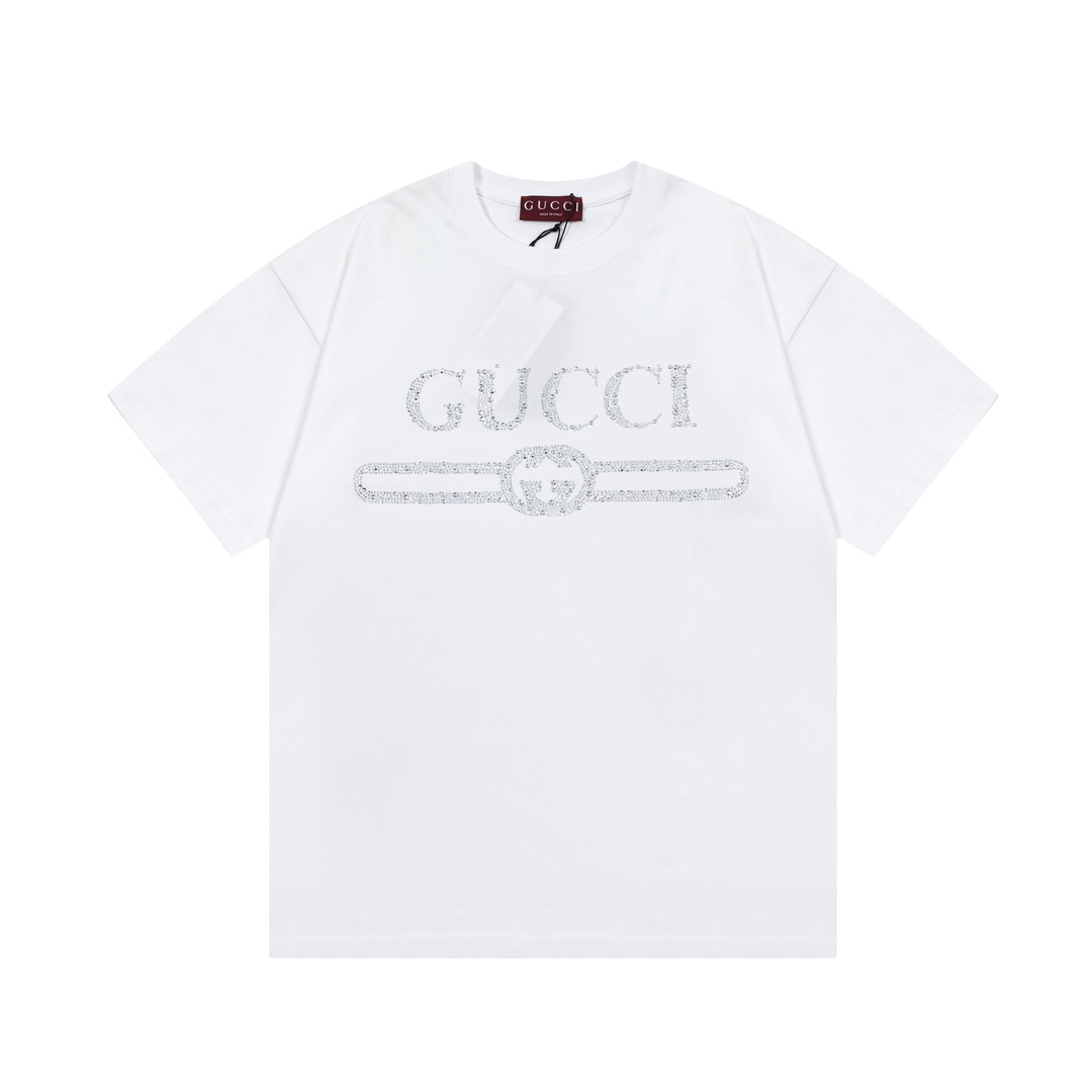 Versión alta GUCCI Gucci 2025 pre-primavera nueva, tejido de algodón puro de doble hilo de 310g personalizado, letras l…