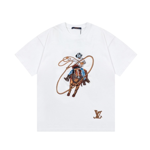 Louis Vuitton Western Cowboy Embroidered White Cotton T-Shirt-Unisex 1 Louis Vuitton Western Cowboy Embroidered White Cotton T-Shirt-Unisex