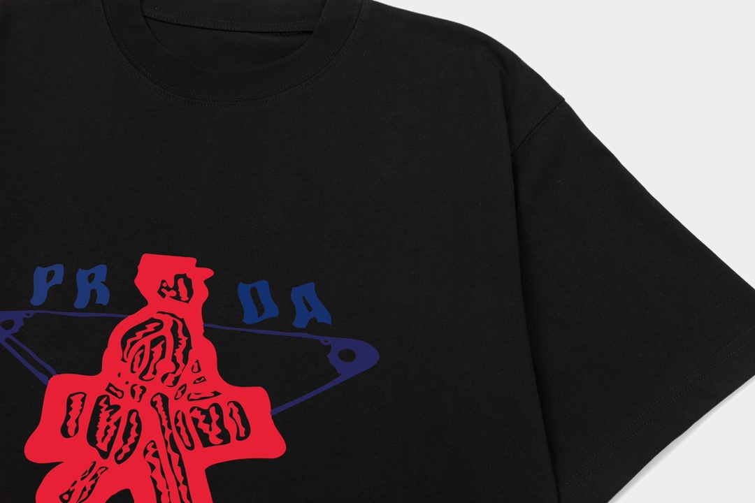 Prada Retro Logo Graphic Print Short Sleeve T-Shirt | Unisex Cotton Tee 4 i1734192960 415 8