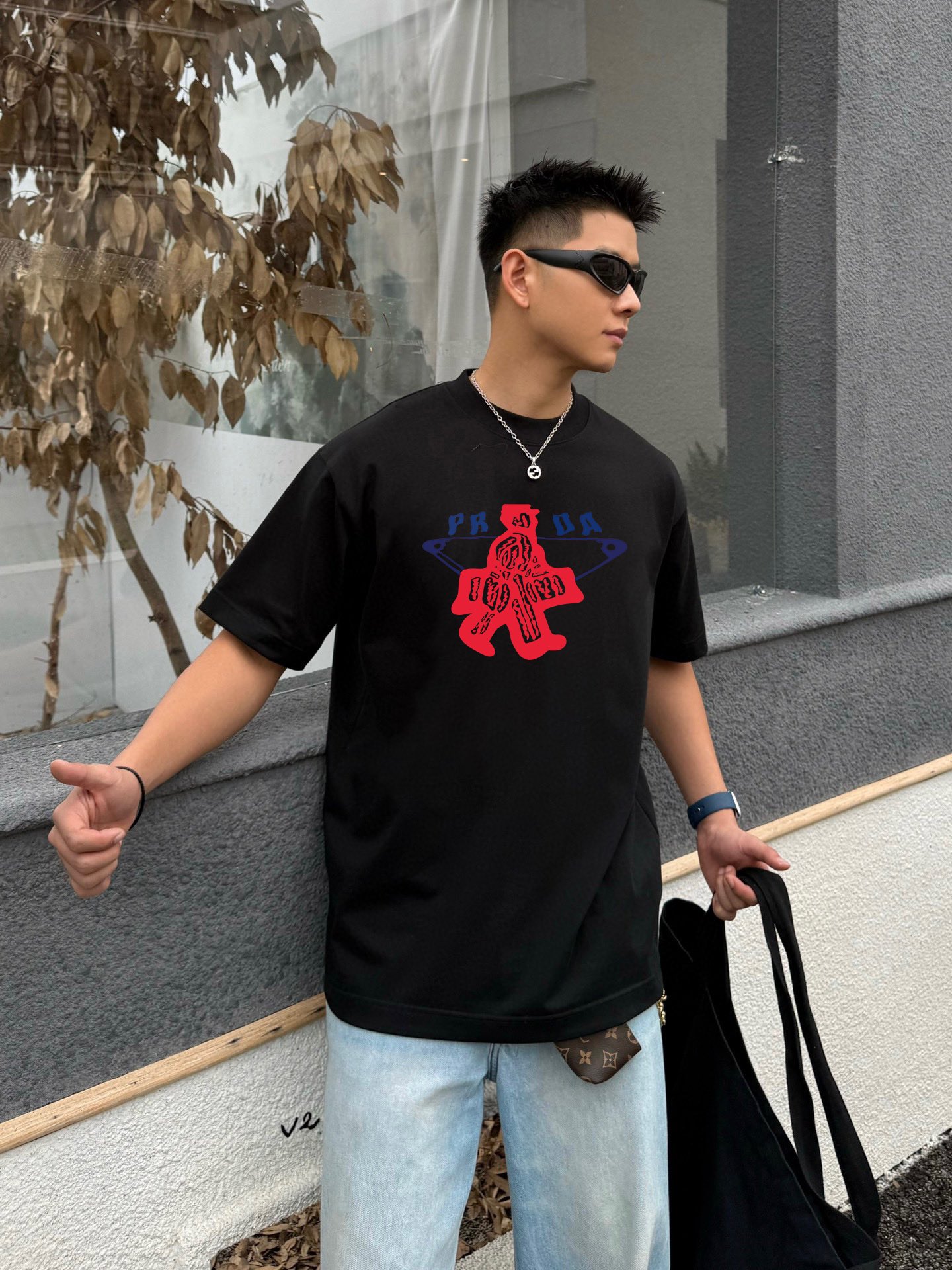 Prada Retro Logo Graphic Print Short Sleeve T-Shirt | Unisex Cotton Tee 9 i1734192960 8112 3