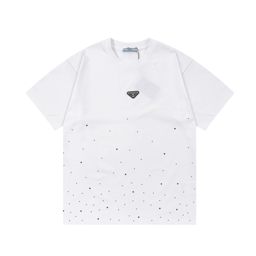 Prada Star-Studded Logo T-Shirt, Short Sleeve, Casual, Unisex Style 1 Prada Star-Studded Logo T-Shirt, Short Sleeve, Casual, Unisex Style
