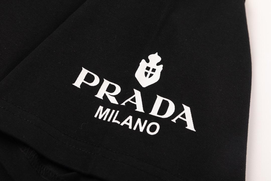 Prada Men's Black Cotton T-Shirt with Sleeve Logo and Triangle Patch 6 i1734620174 7760 5