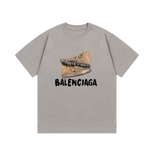 Balenciaga Distressed Shoe Print Cotton T-Shirt - Unisex, Gray, Casual 1 Balenciaga Distressed Shoe Print Cotton T-Shirt - Unisex, Gray, Casual