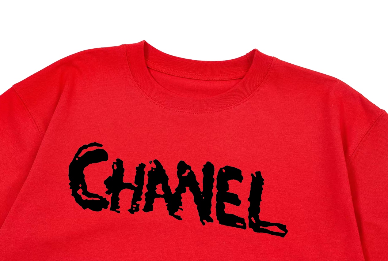 Chanel Red Graffiti Logo Print Short Sleeve T-Shirt Unisex Cotton Tee 4 i1736940505599 6470 0 2