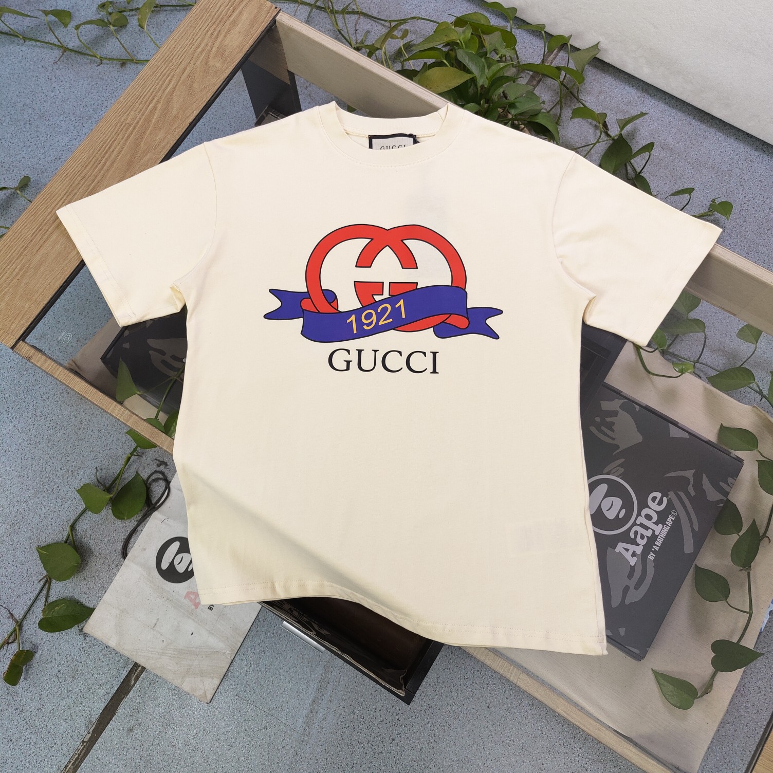 Gucci Clothing T-Shirt Apricot Color Black Printing Unisex Cotton Spring/Summer Collection Short Sleeve XD99153