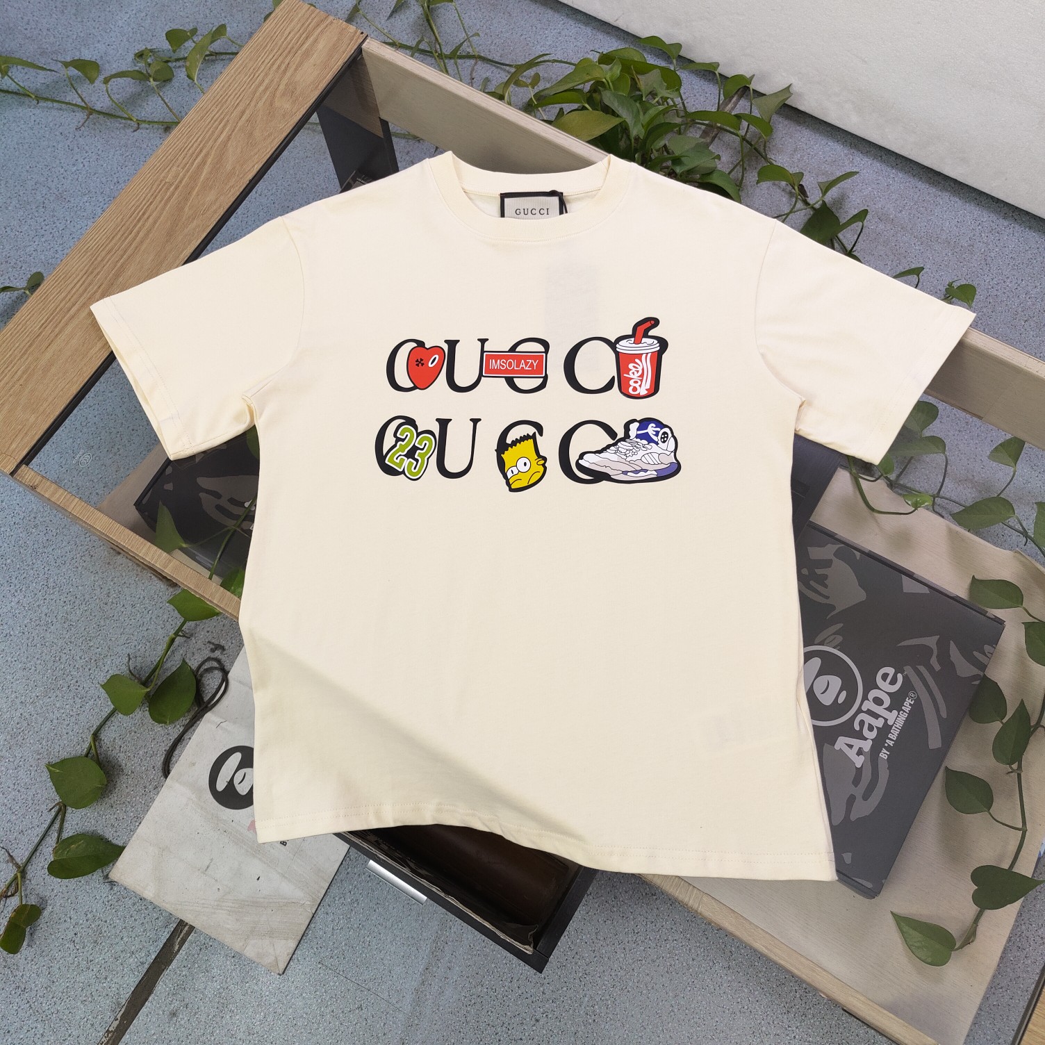 Gucci Clothing T-Shirt Apricot Color Black Printing Unisex Cotton Spring/Summer Collection Short Sleeve XD99088