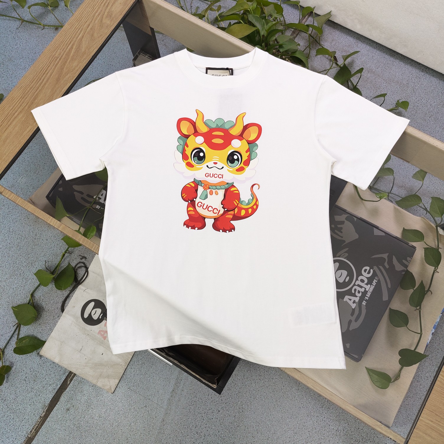 Gucci Clothing T-Shirt High Quality 1:1 Replica
 Apricot Color Black White Printing Unisex Cotton Spring/Summer Collection Short Sleeve XD99150