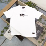 Evisu Clothing T-Shirt Black White Printing Unisex Combed Cotton Spring/Summer Collection Short Sleeve