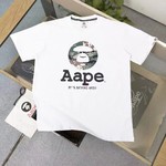 Aape Designer
 Clothing T-Shirt Black Green White Printing Unisex Cotton Spring/Summer Collection Short Sleeve