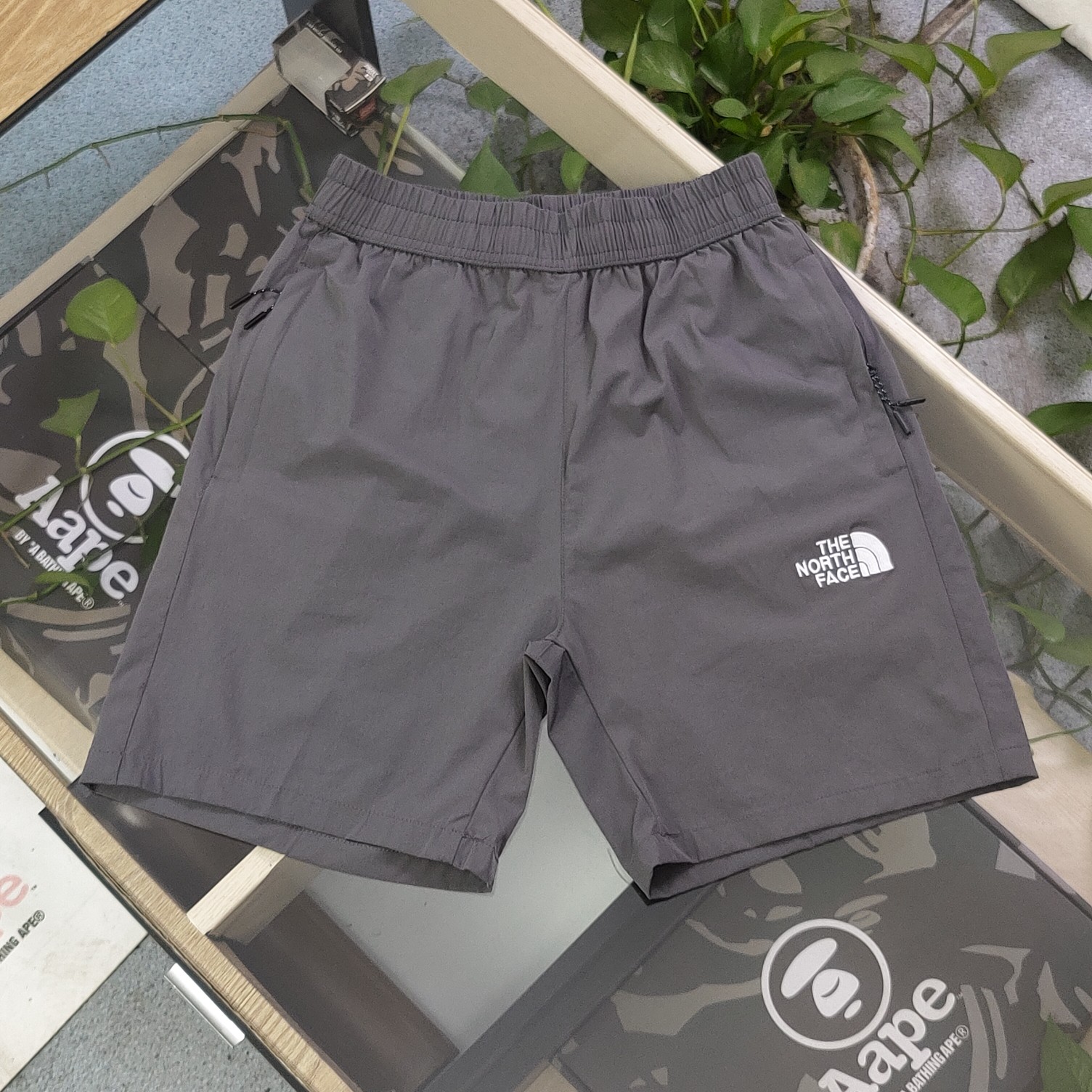 The North Face Clothing Shorts Grey Embroidery Unisex Casual