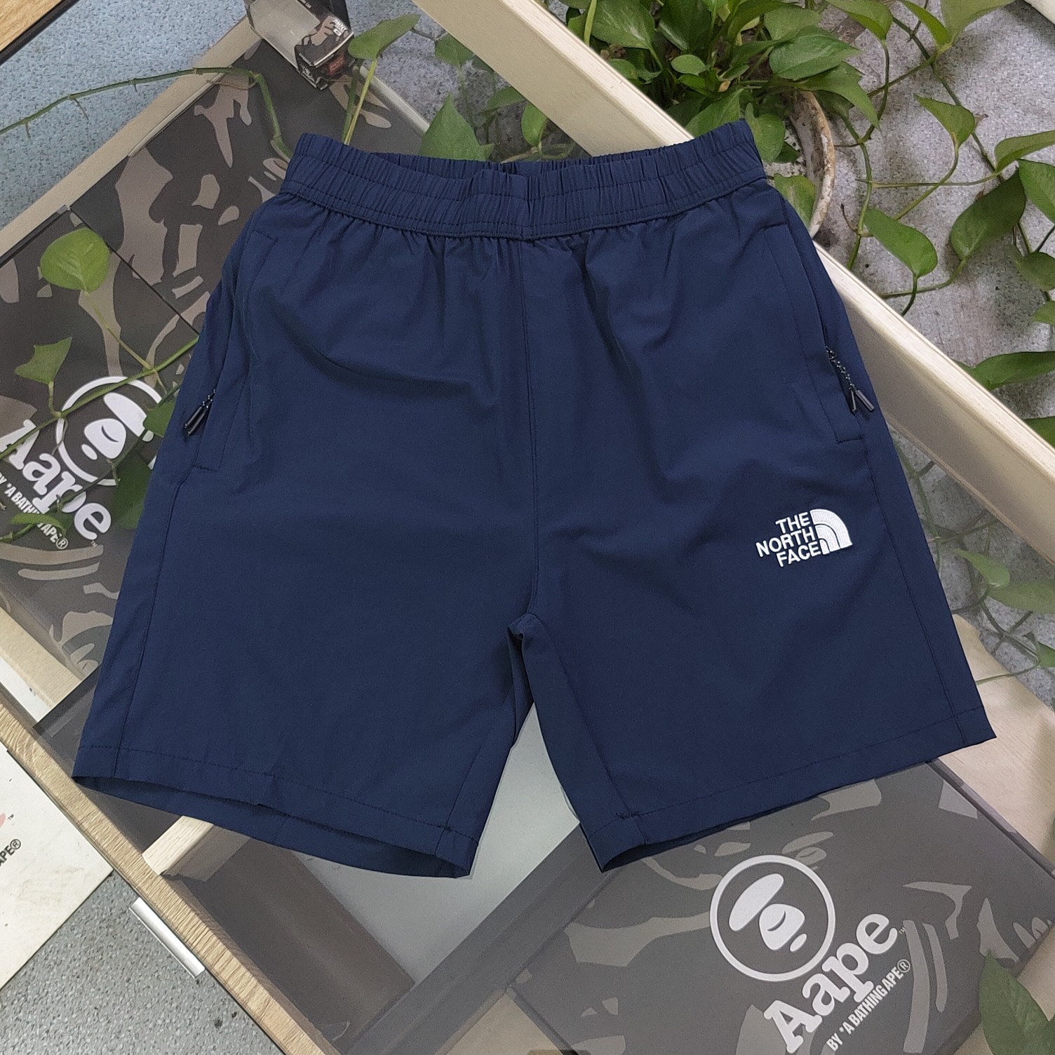The North Face Clothing Shorts Blue Dark Embroidery Unisex Casual