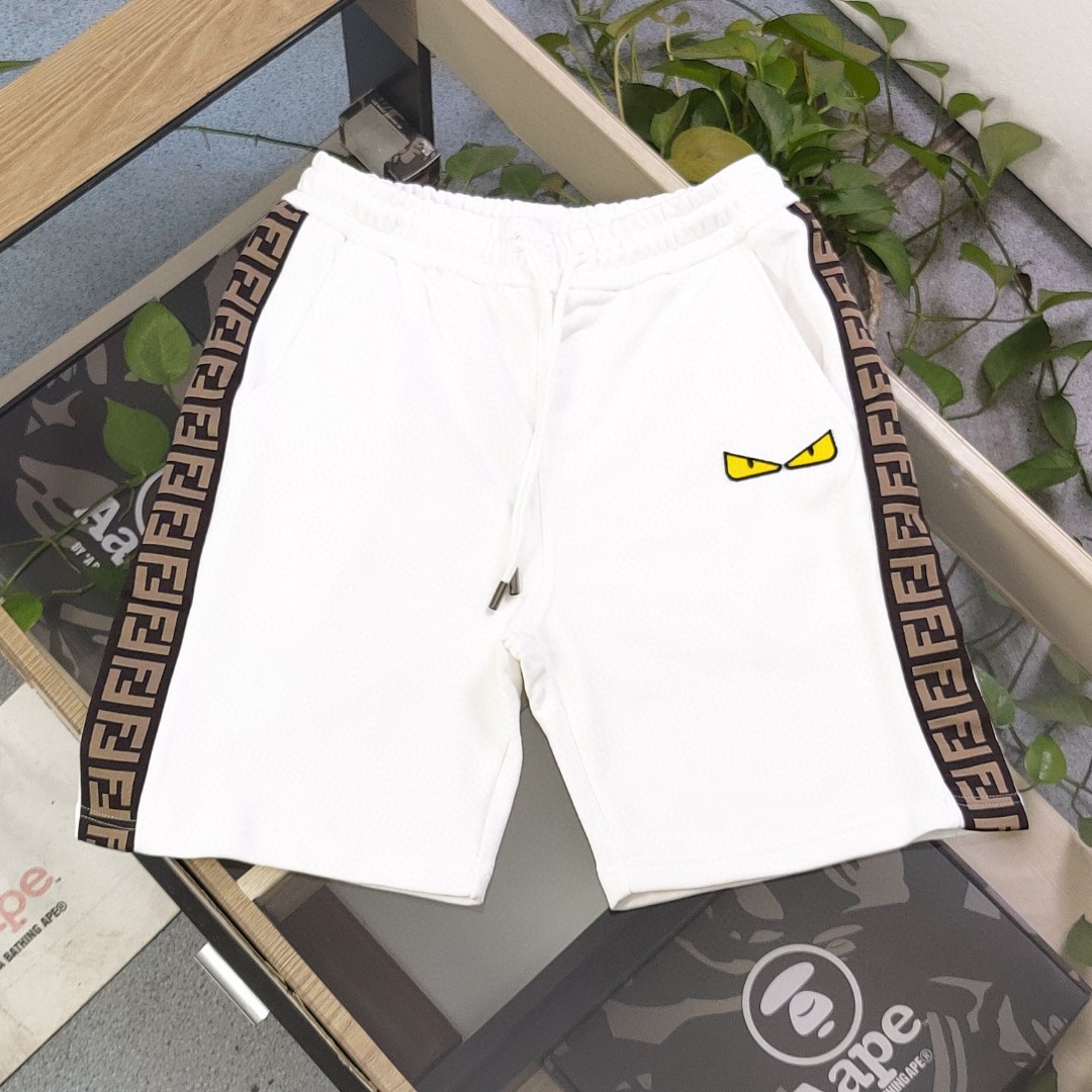 Fendi Clothing Shorts Luxury Shop
 Black White Embroidery Unisex ZsF63011