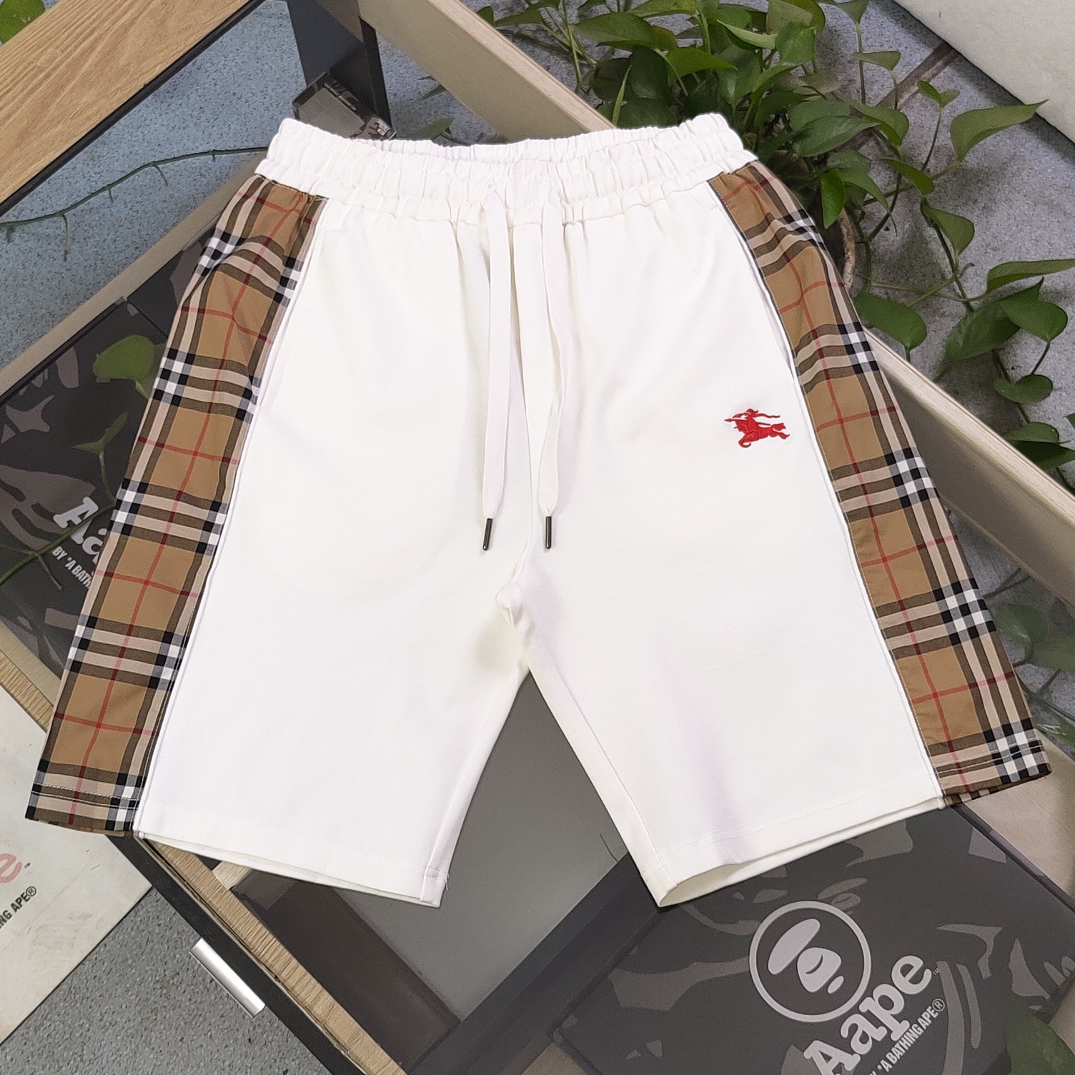 Burberry Clothing Shorts White Embroidery Unisex Casual
