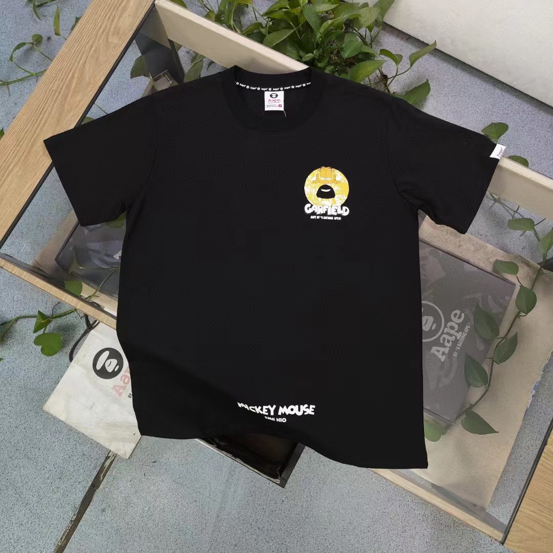 Aape Clothing T-Shirt Black Bronzing Unisex Cotton Short Sleeve