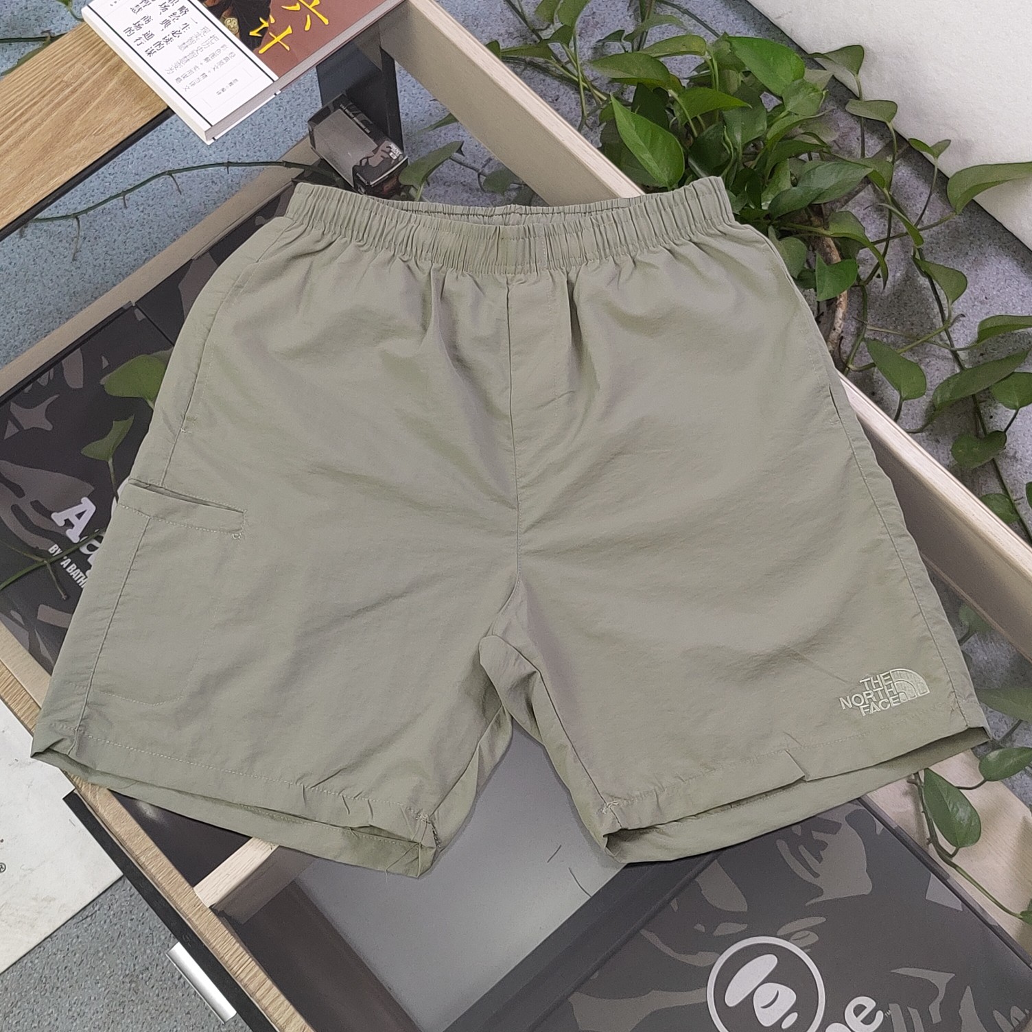 The North Face Clothing Shorts Army Green Embroidery Unisex Casual