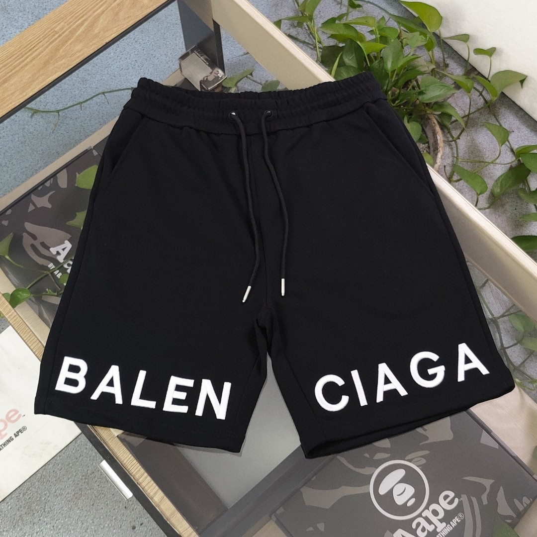 Balenciaga Clothing Shorts Black Embroidery Unisex