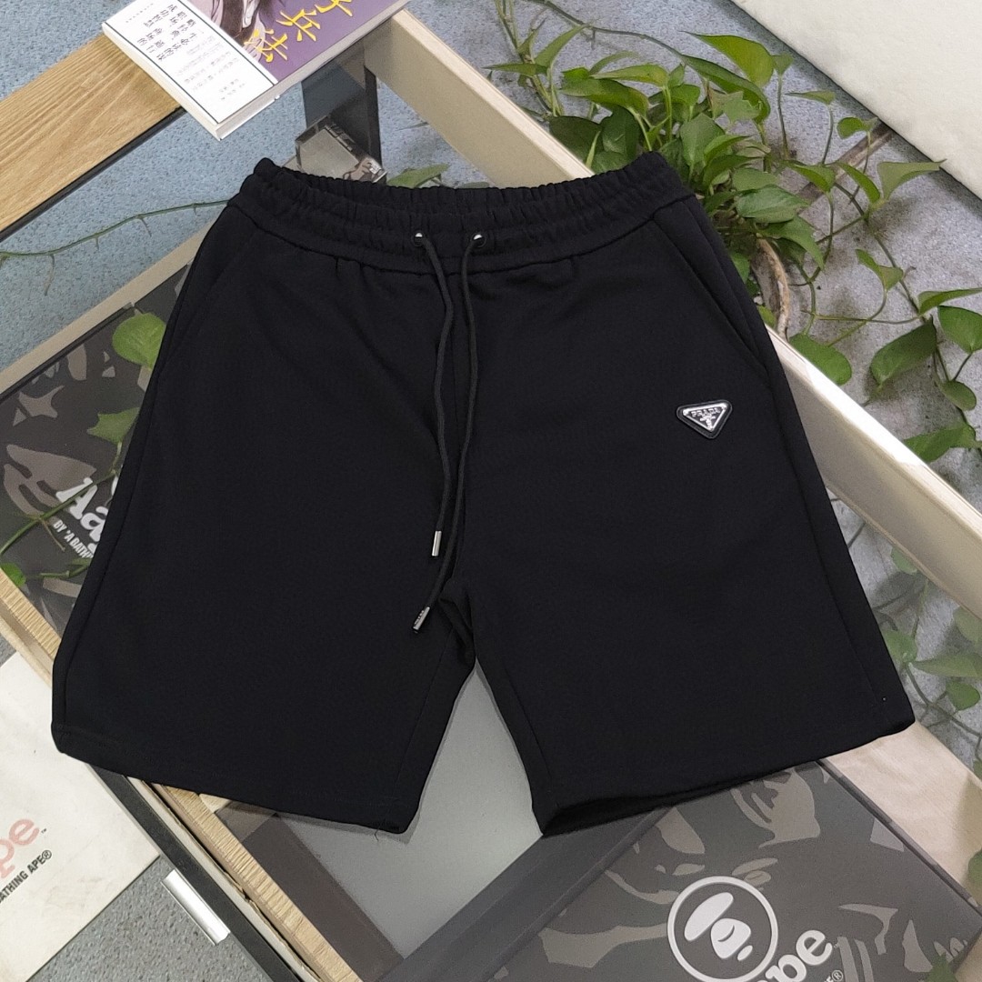 Where quality designer replica
 Prada Perfect
 Clothing Shorts Black Embroidery Unisex ZsF83001
