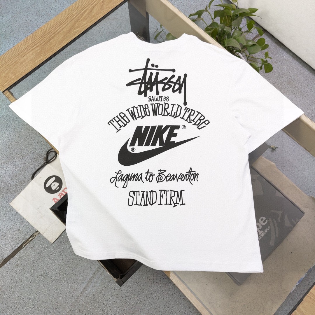 Nike Clothing T-Shirt Black White Embroidery Unisex Combed Cotton Summer Collection Short Sleeve