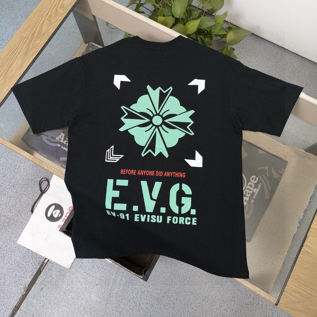 Evisu Camiseta de Manga Corta con Estampado de Gaviota para Hombre y Mujer 5 a1719086282614 6504