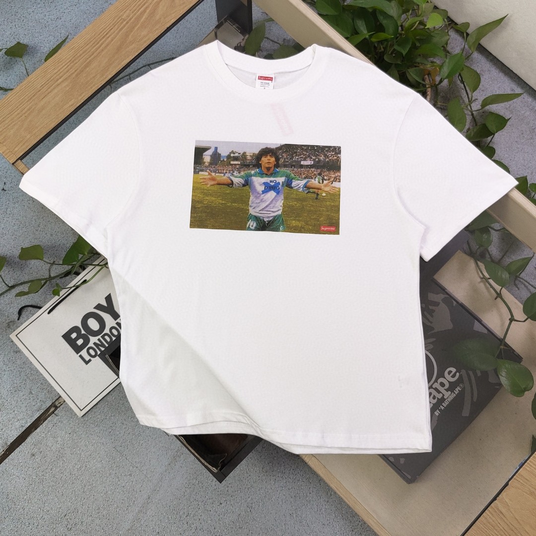 Supreme Clothing T-Shirt White Printing Unisex Combed Cotton Short Sleeve